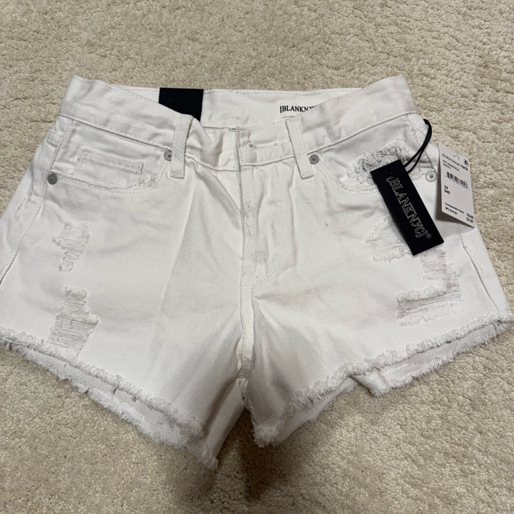 Blank NYC White Distressed Women's Shorts